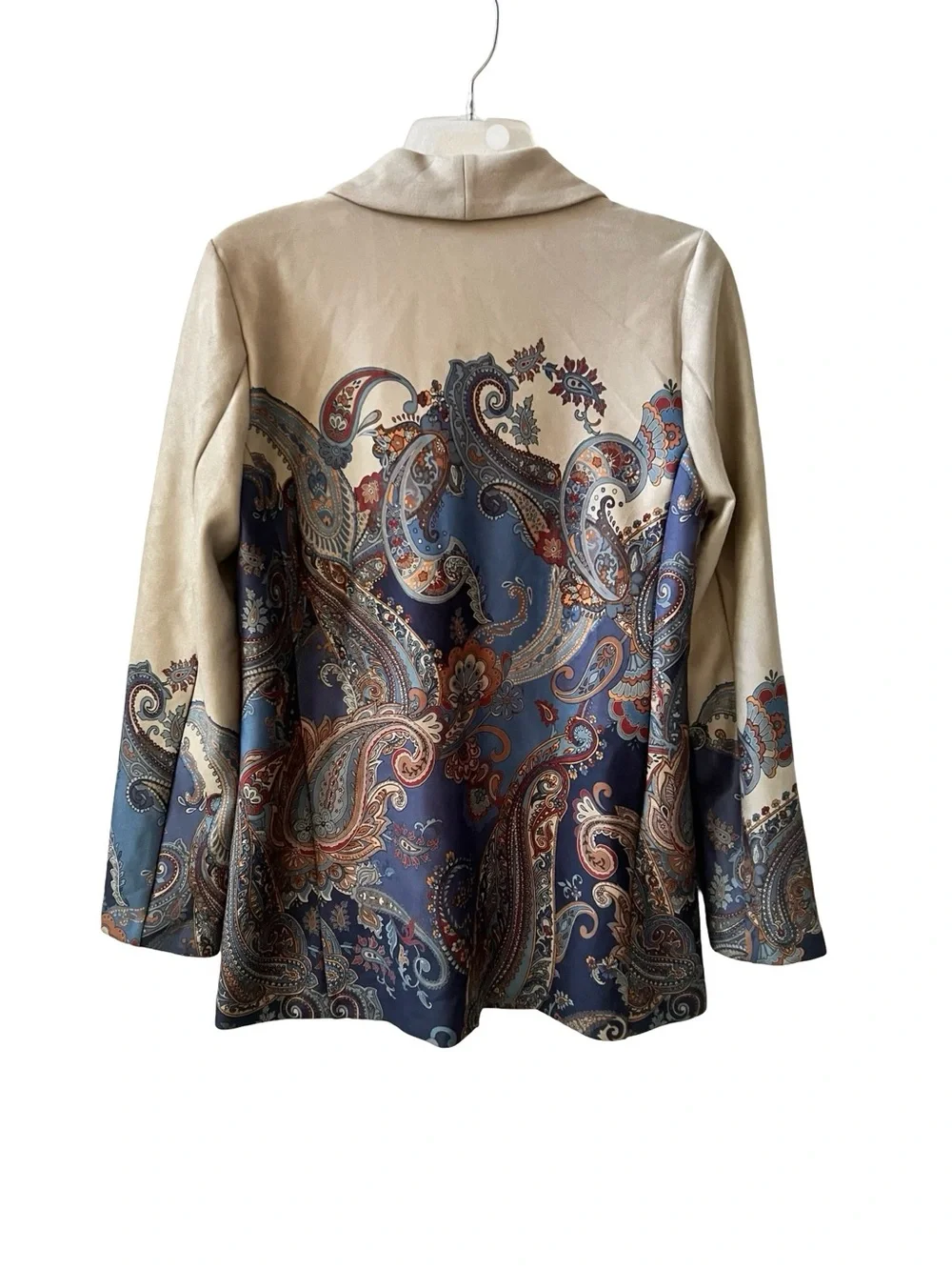 Susan Graver Paisley Print Open Front Blazer Jacket Size Small Boho Chic